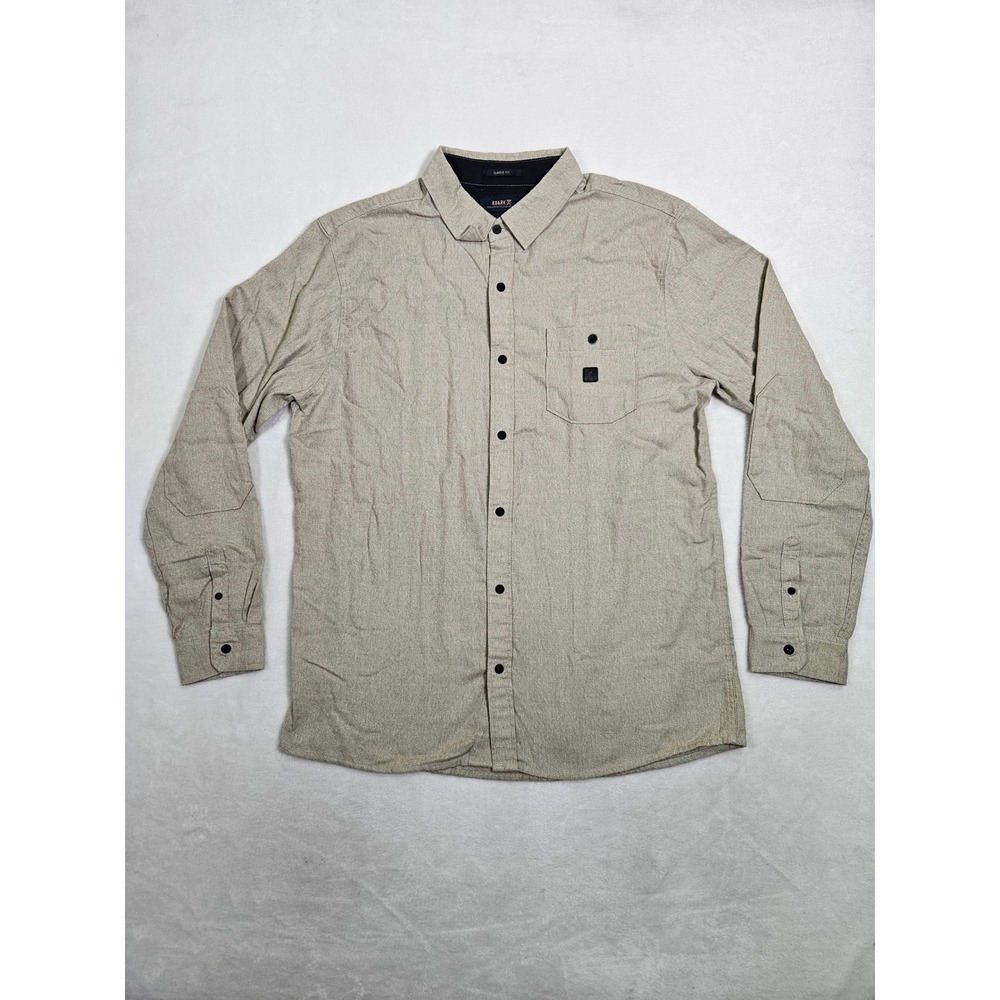 Roark Nordsman Light Shirt Mens Large Khaki Tan Organic Cotton RW653 Classic Fit